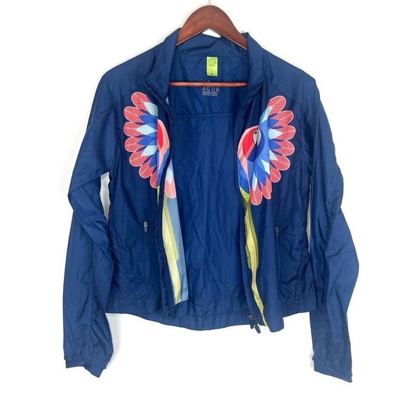 Farm Rio Tropical Bird Lightweight Colorful Windbreaker Track Jacket Size P - Picture 12 of 16